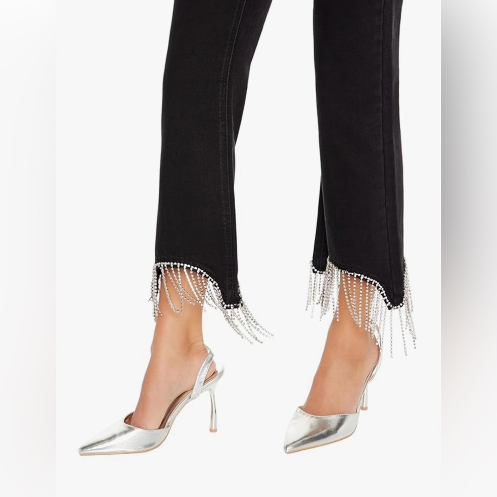 Forever 21 Black Flare Wide Leg with Rhinestone Fringe High-rise Jeans - Picture 9 of 9